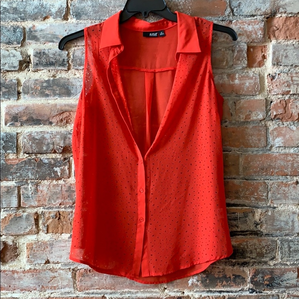Red Sheer Blouse